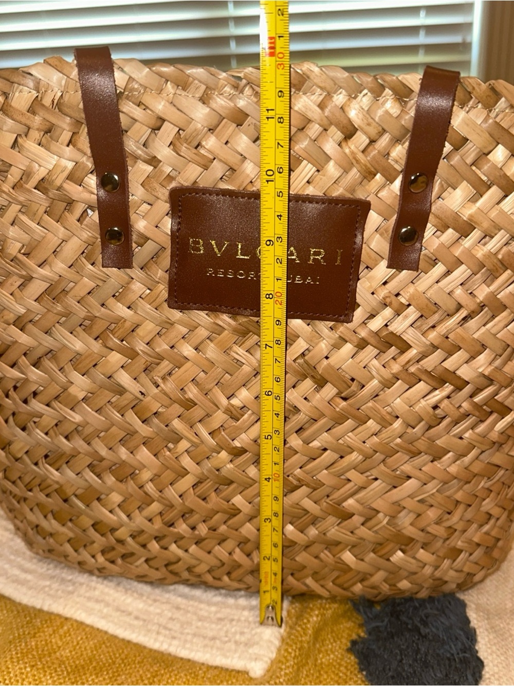 Bulgari  Dubai Woven Straw Tote with Brown Leather Handles - Picture 13 of 13